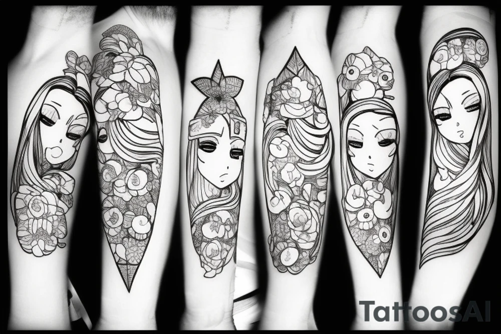 ANIME GIRL blackwork tattoo idea