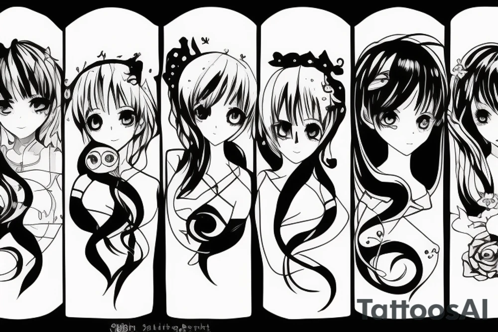 ANIME GIRL blackwork tattoo idea