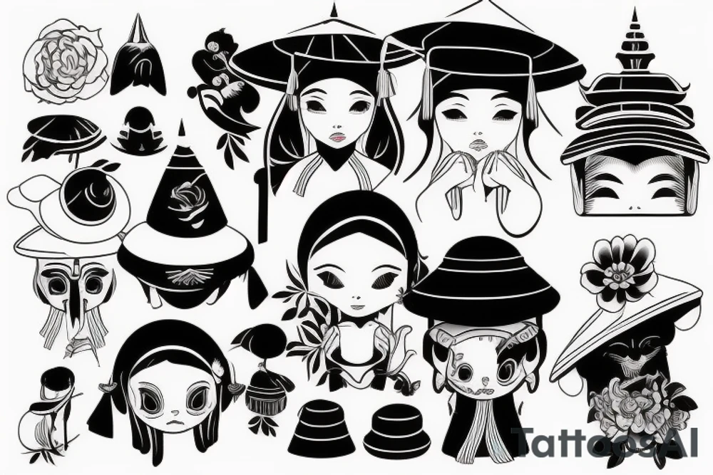 Just vietnamese traditional hat tattoo idea