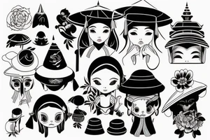 Just vietnamese traditional hat tattoo idea