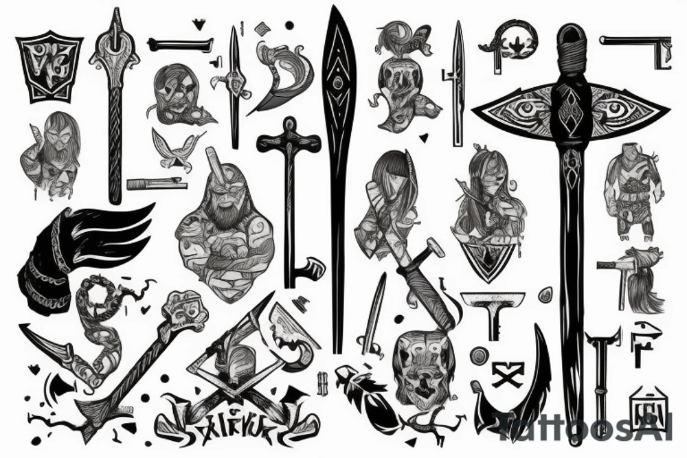 Viking axe with key tattoo idea