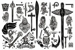 Viking axe with key tattoo idea