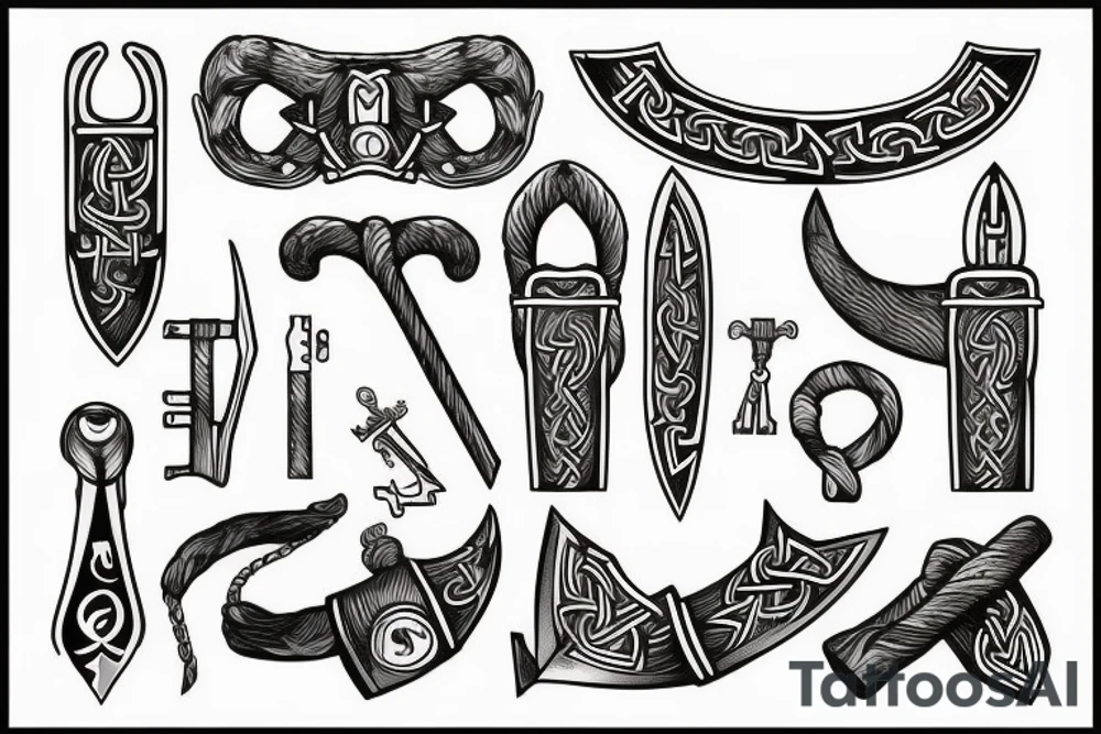 One Key in the shape of a Viking axe tattoo idea
