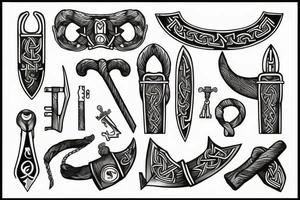 One Key in the shape of a Viking axe tattoo idea