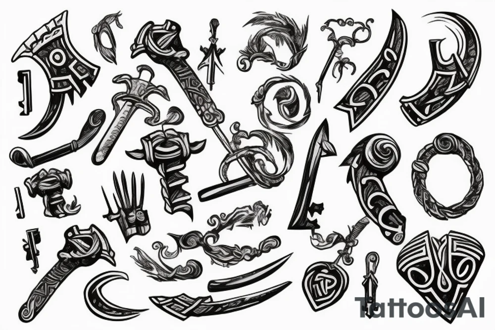 One Key in the shape of a Viking axe tattoo idea