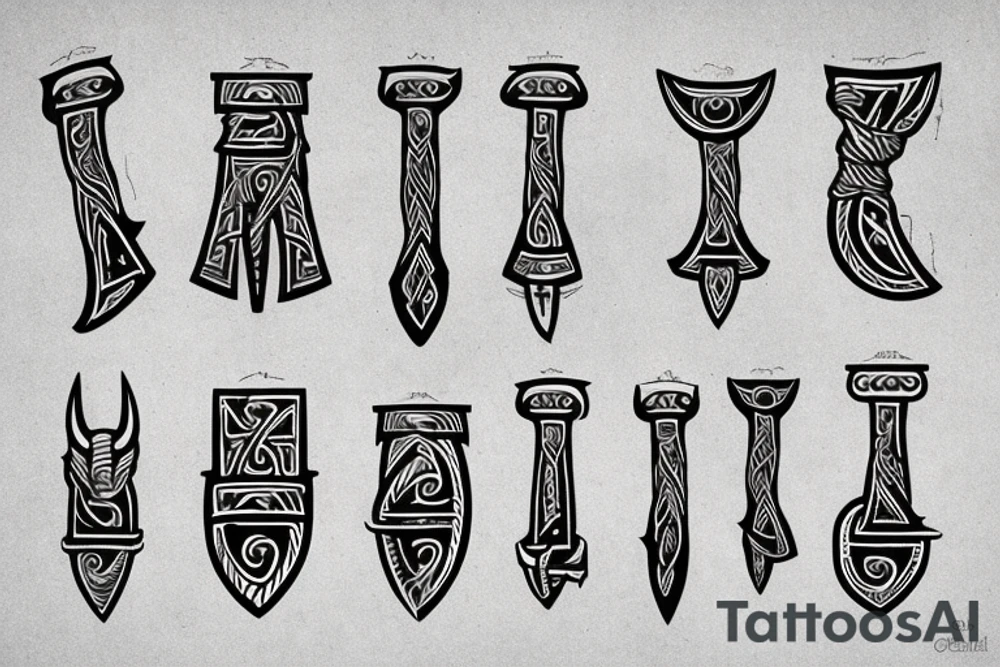 One Key in the shape of a Viking axe tattoo idea