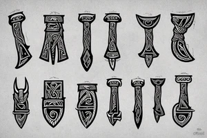 One Key in the shape of a Viking axe tattoo idea