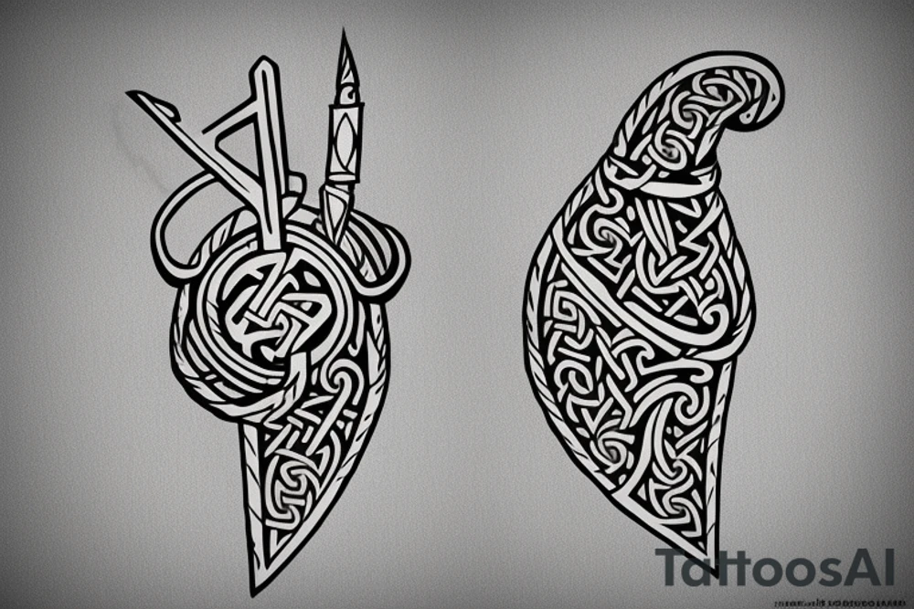 One Key in the shape of a Viking axe tattoo idea
