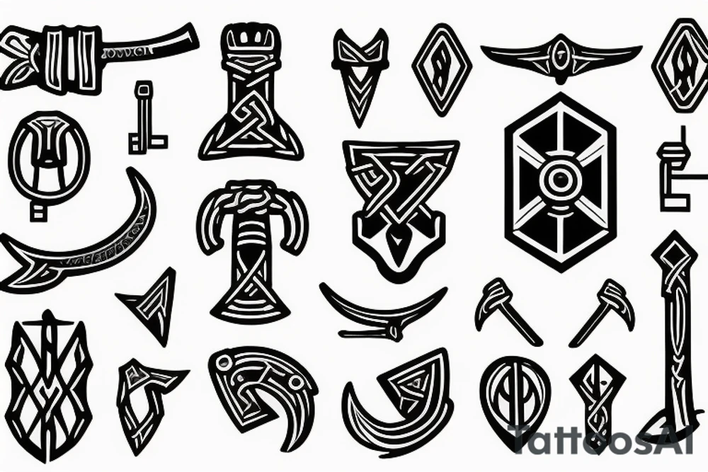 One Key in the shape of a Viking axe tattoo idea