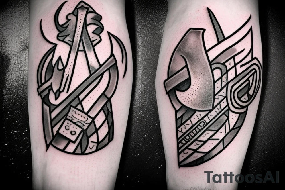 One Key in the shape of a Viking axe tattoo idea