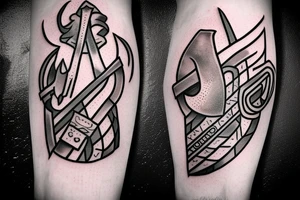 One Key in the shape of a Viking axe tattoo idea