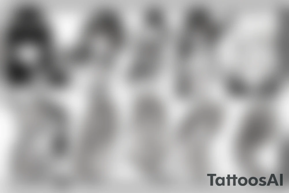 ANIME GIRL WITH AK 47 blackwork tattoo idea