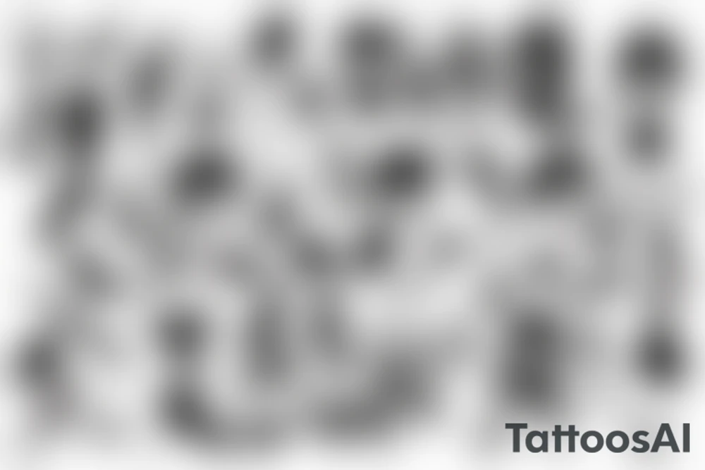 ANIME GIRL WITH AK 47 blackwork tattoo idea