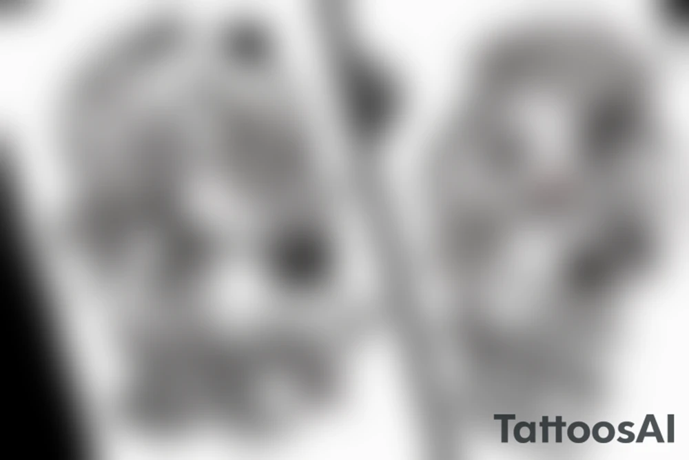ANIME GIRL WITH AK 47 blackwork tattoo idea