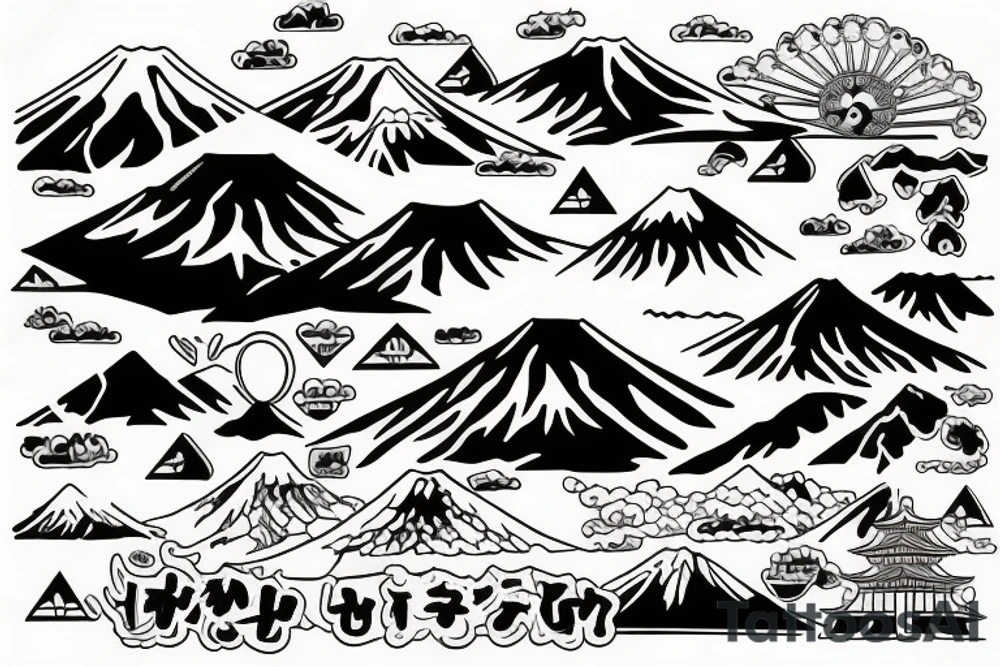 Mount fuji with the japan flag tattoo idea