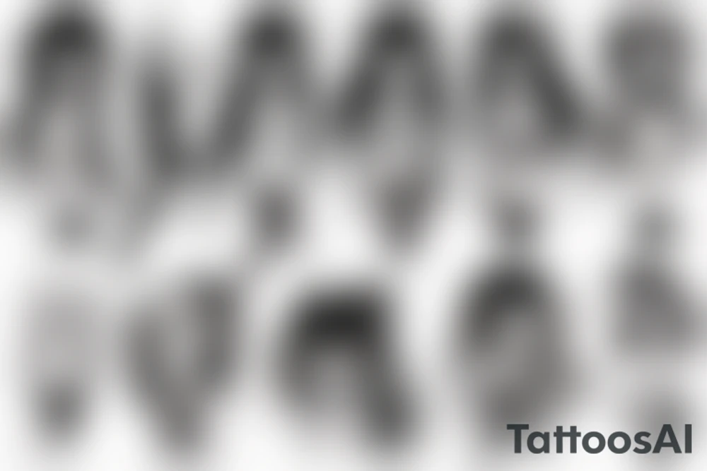 pretty ANIME GIRL WITH weapon blackwork tattoo idea