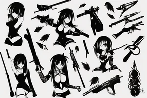 ANIME GIRL posing with weapon tattoo idea