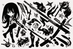 anime girl with weapon tattoo idea