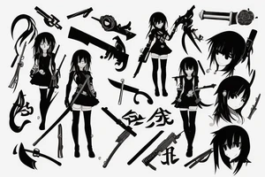 anime girl with weapon tattoo idea