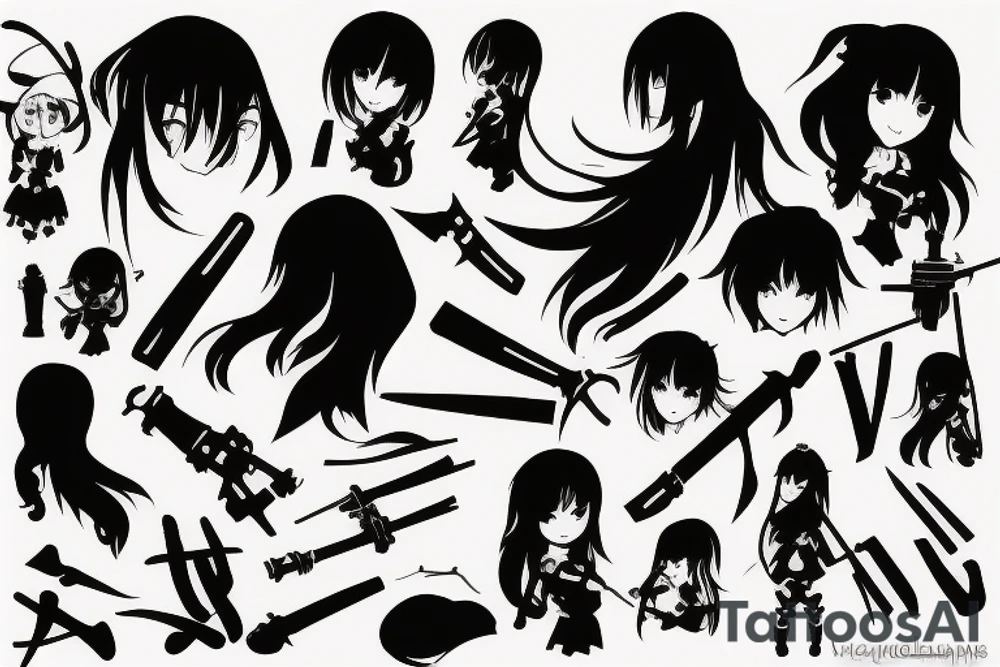 anime girl with weapon tattoo idea