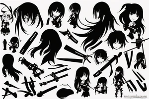 anime girl with weapon tattoo idea