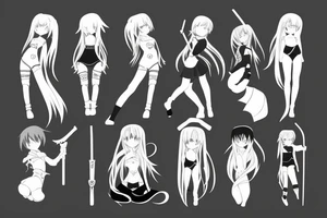 anime girl with weapon tattoo idea
