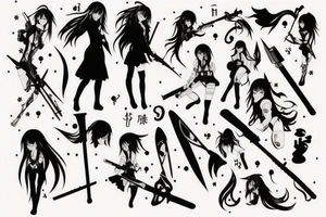 anime girl with weapon tattoo idea
