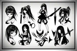 anime girl with weapon tattoo idea