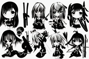 anime girl with weapon tattoo idea