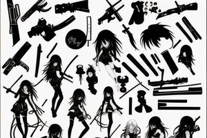anime girl with weapon tattoo idea