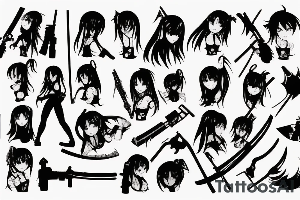 anime girl with weapon tattoo idea