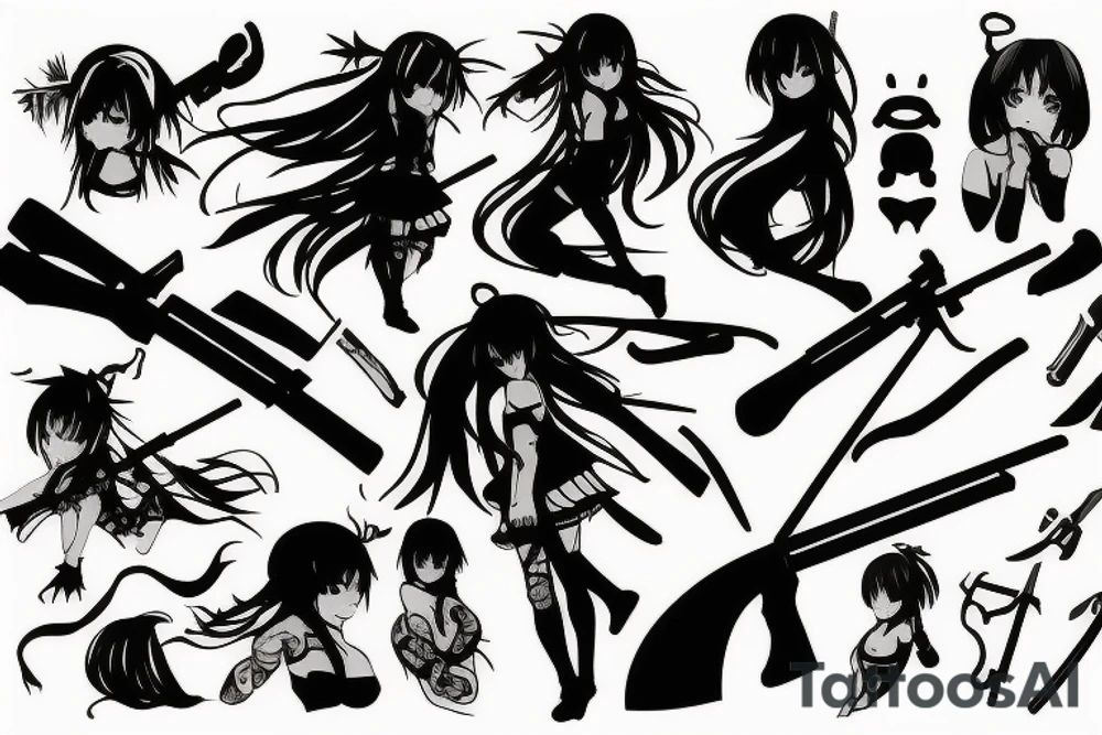 anime girl with weapon tattoo idea