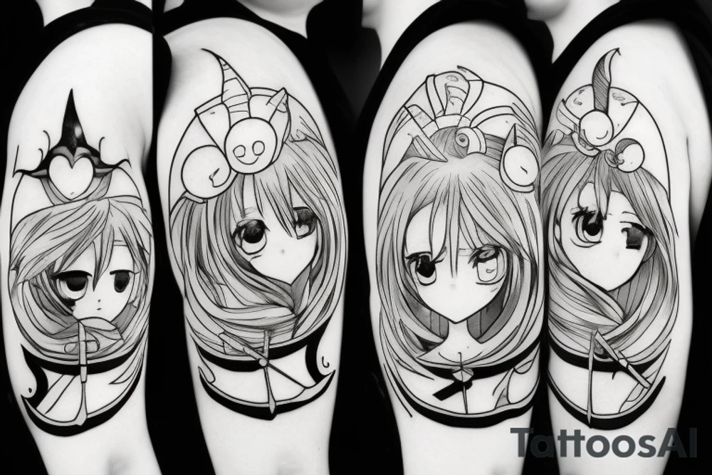 anime girl with weapon tattoo idea