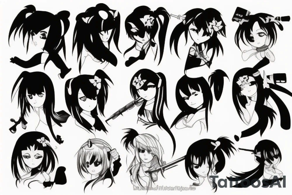 anime girl with weapon tattoo idea