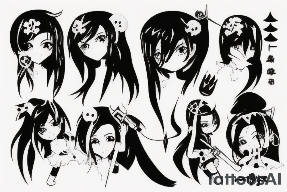 anime girl with weapon tattoo idea