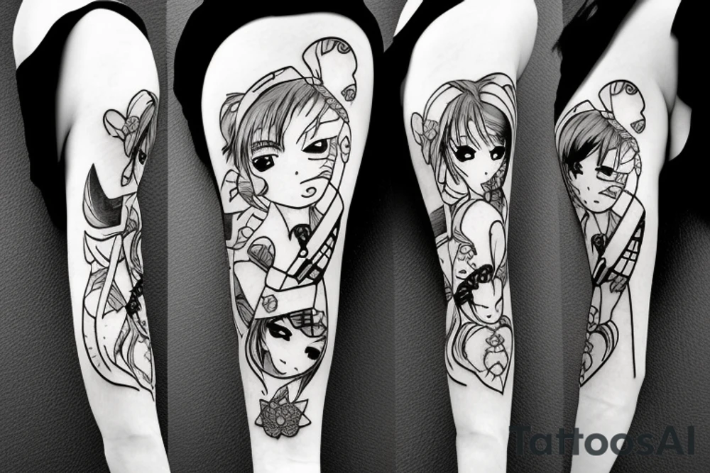anime girl with katana tattoo idea