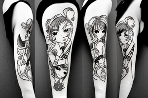 anime girl with katana tattoo idea