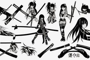 anime girl with katana tattoo idea