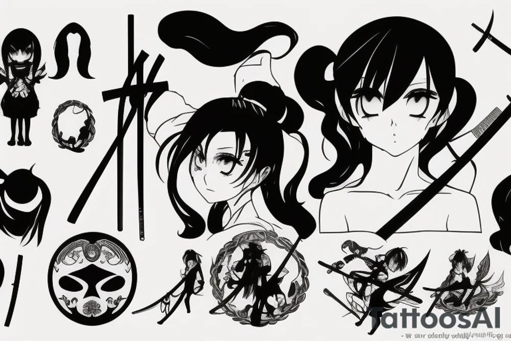 anime girl with katana tattoo idea