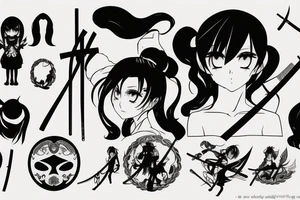 anime girl with katana tattoo idea