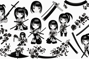 anime girl with katana tattoo idea