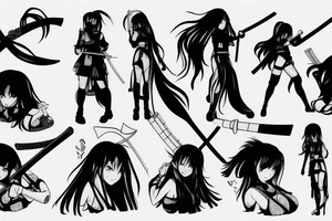 anime girl with katana tattoo idea