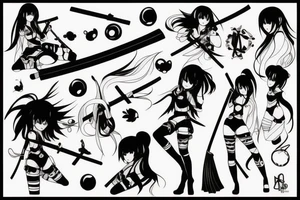 anime girl with katana tattoo idea