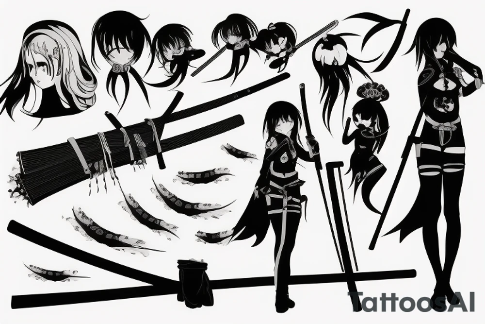 anime girl with katana tattoo idea