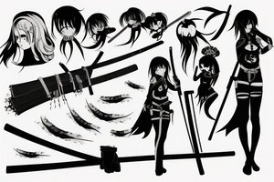 anime girl with katana tattoo idea