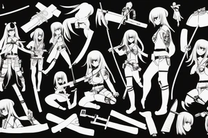 soldier anime girl with katana tattoo idea