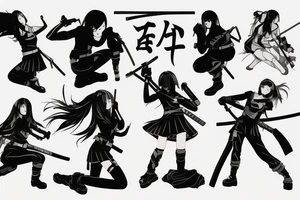 soldier anime girl with katana tattoo idea