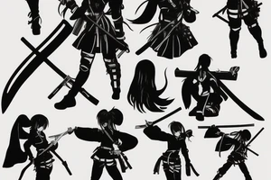 soldier anime girl with katana tattoo idea