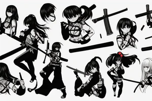 soldier anime girl with katana tattoo idea