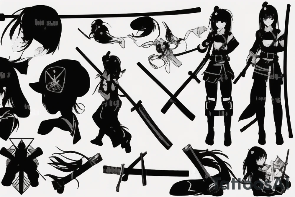 soldier anime girl with katana tattoo idea